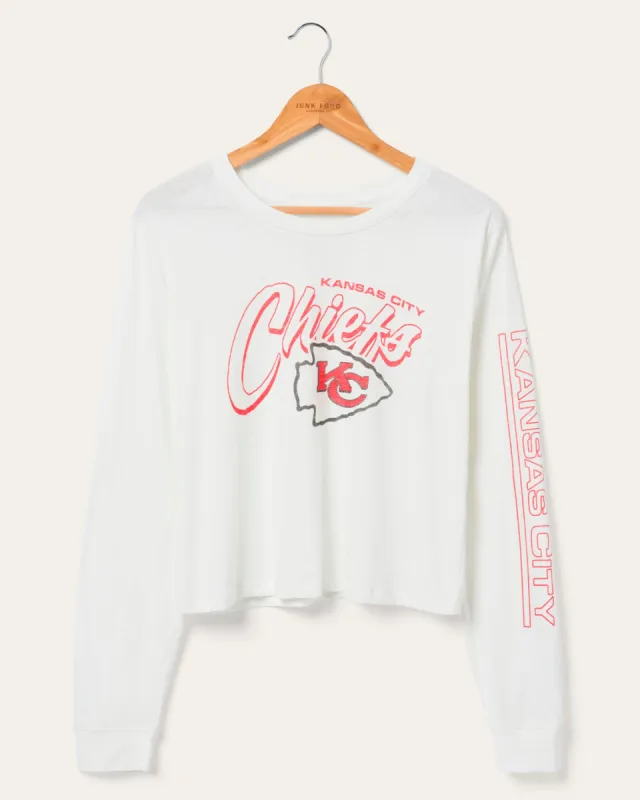 Women's Kansas City Chiefs Touchdown Long Sleeve Cropped Tee sold by Junk Food Clothing