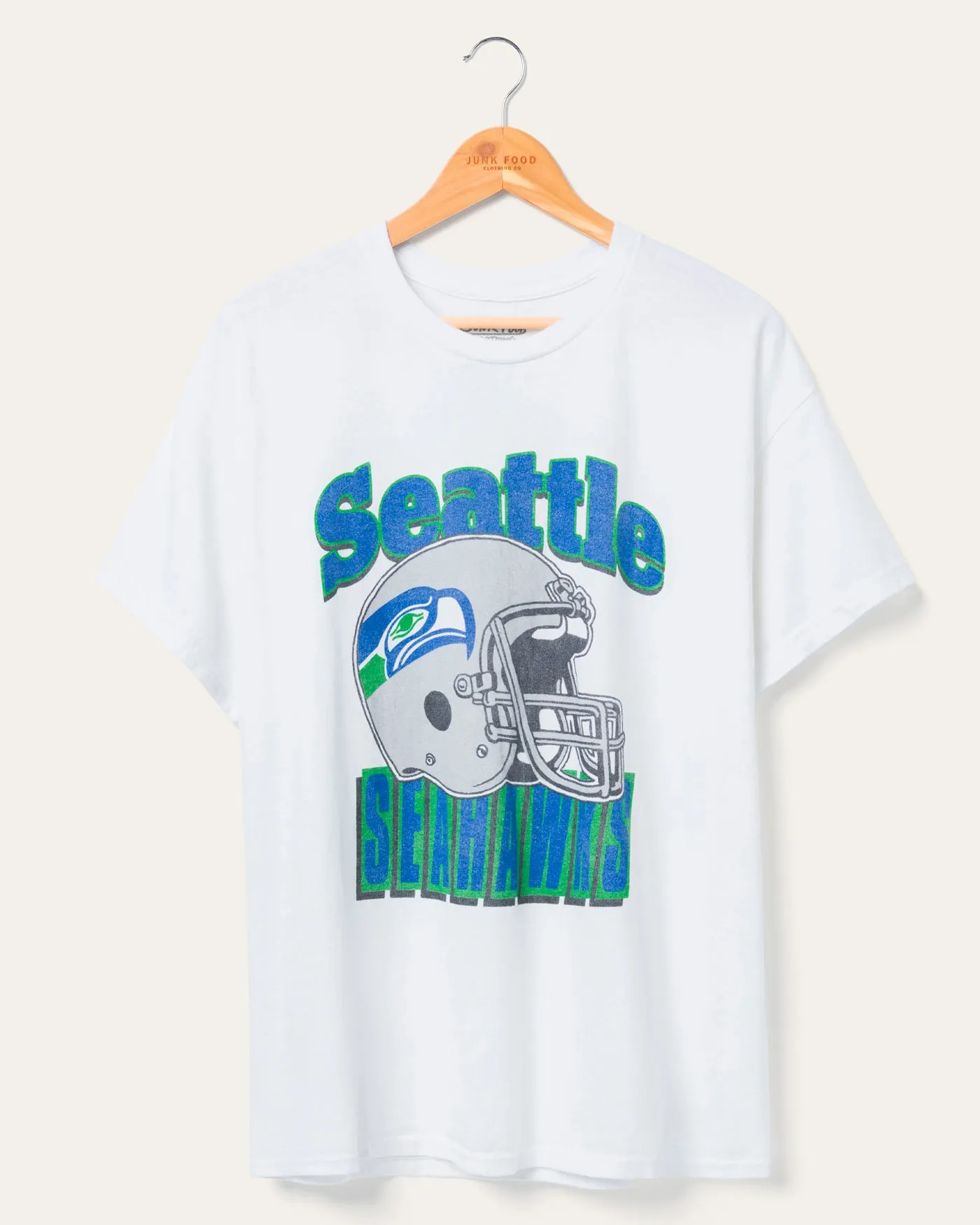 Seattle Seahawks Throwback Helmet Flea Market Tee sold by Junk Food Clothing