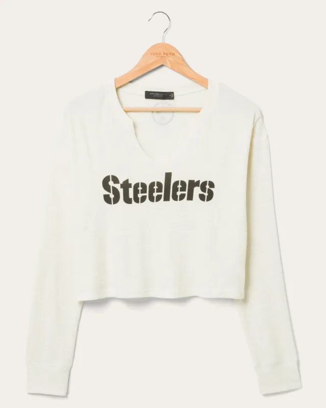 Women's Pittsburgh Steelers Sunday Crop Thermal sold by Junk Food Clothing