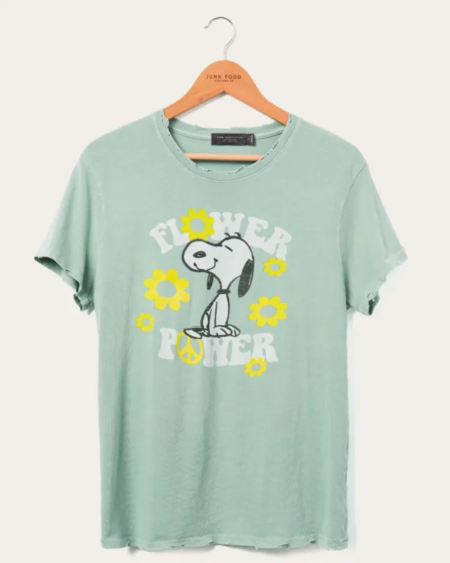 Women's Snoopy Flower Power Vintage Tee sold by Junk Food Clothing