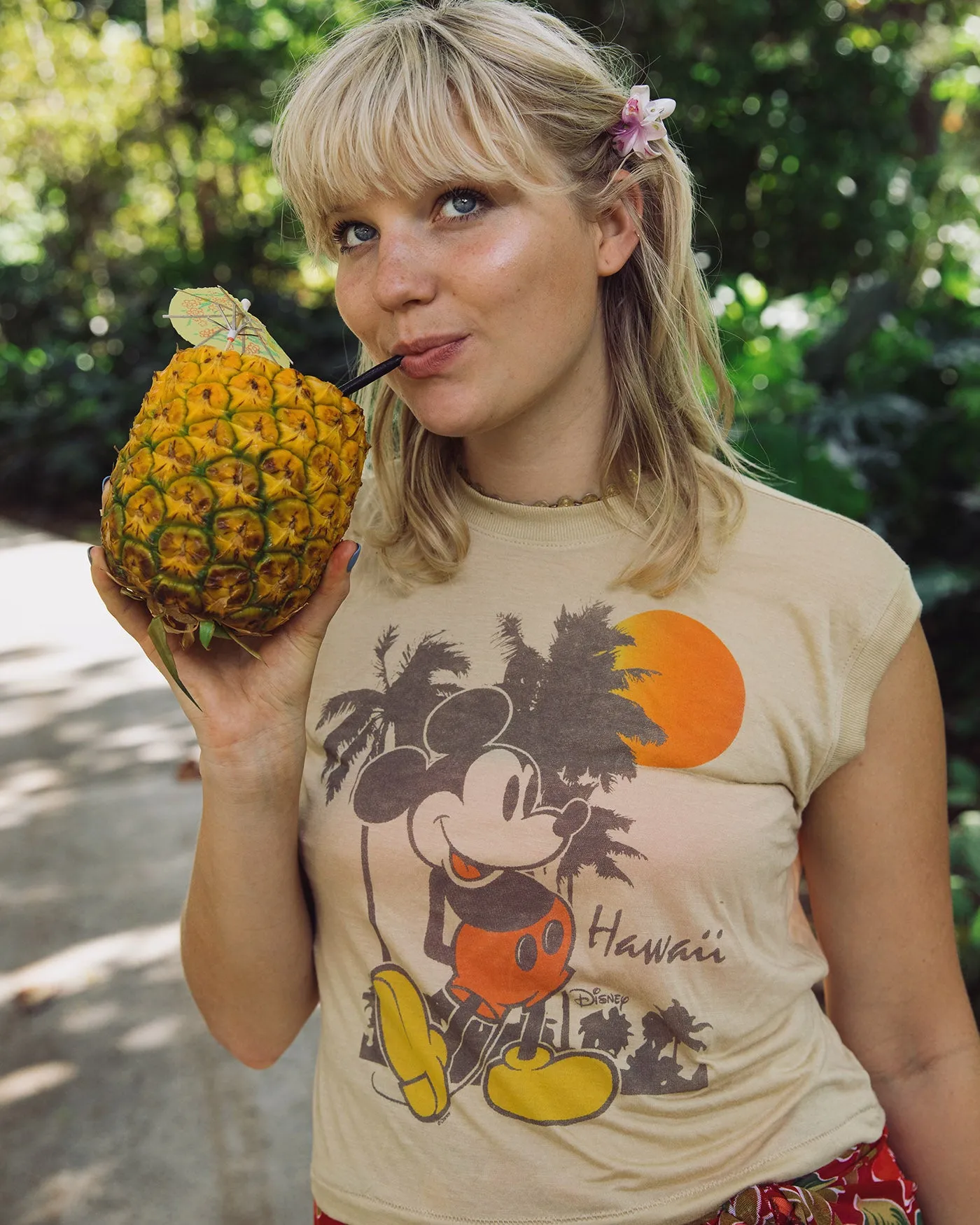 Women's Mickey Hawaii Vintage Tissue Tank sold by Junk Food Clothing product image thumbnail 2