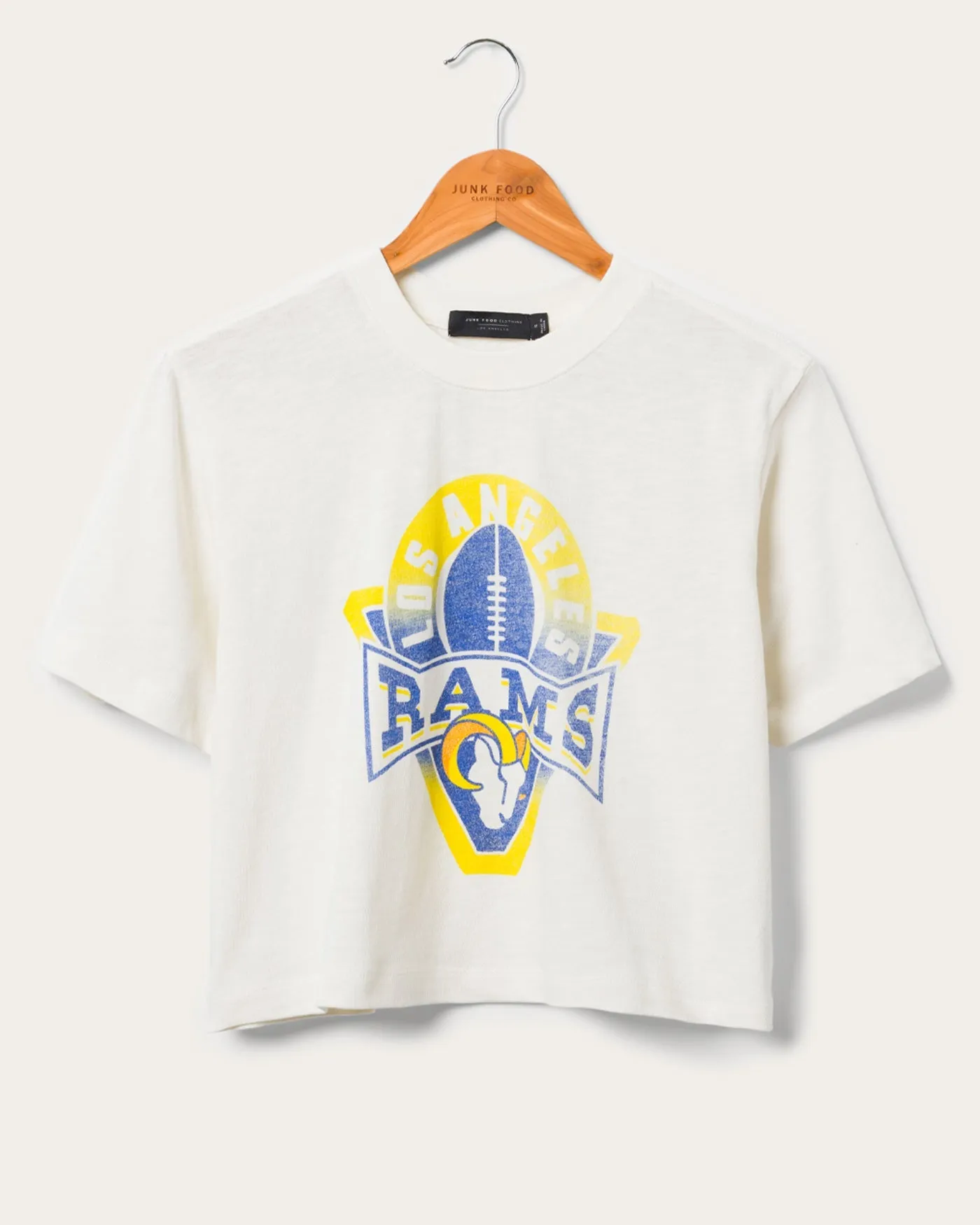 Women's Los Angeles Rams Mock Neck Crop Tee sold by Junk Food Clothing