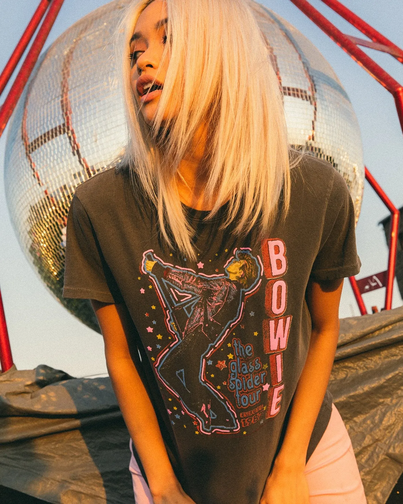 Women's David Bowie Glass Spider Tour Vintage Tee sold by Junk Food Clothing product image thumbnail 2