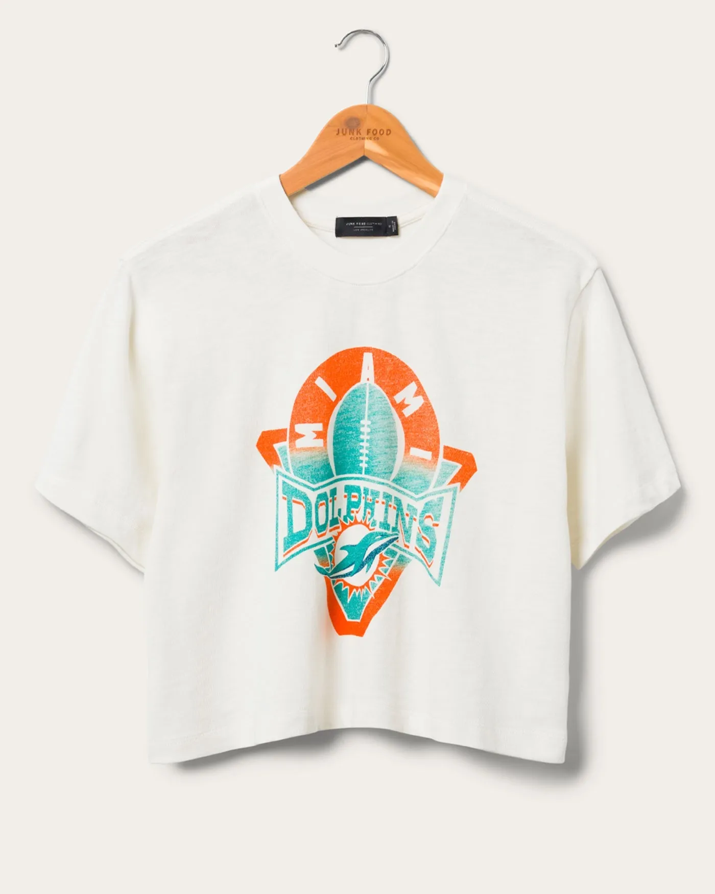 Women's Miami Dolphins Mock Neck Crop Tee sold by Junk Food Clothing
