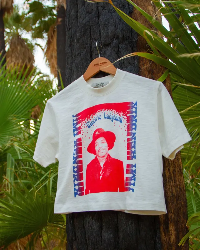 Women's Jimi Hendrix Cry Of Love Poster Crop Slub Tee made by Junk Food Clothing