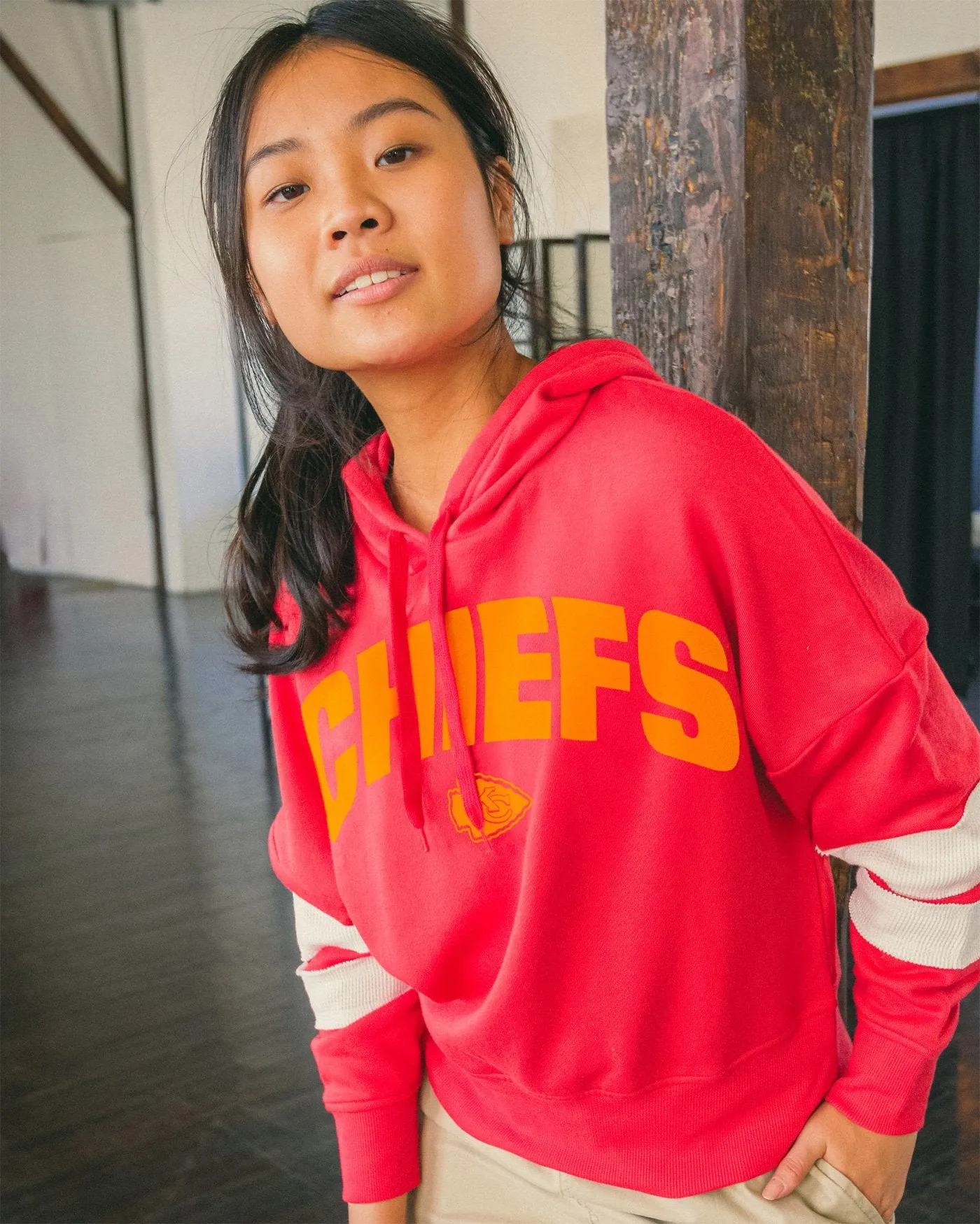 Women's NFL Chiefs Sideline Striped Fleece sold by Junk Food Clothing product image thumbnail 2