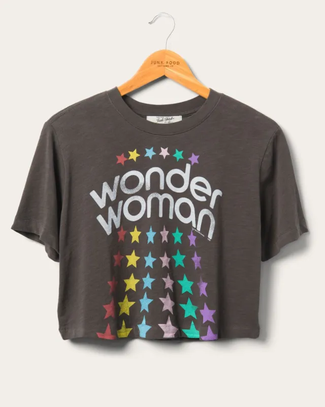 Women's WONDER WOMAN™ Stars Cropped Tee sold by Junk Food Clothing