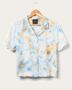 Women's Ana Cropped Tie Dye Poplin Camp Shirt sold by Junk Food Clothing