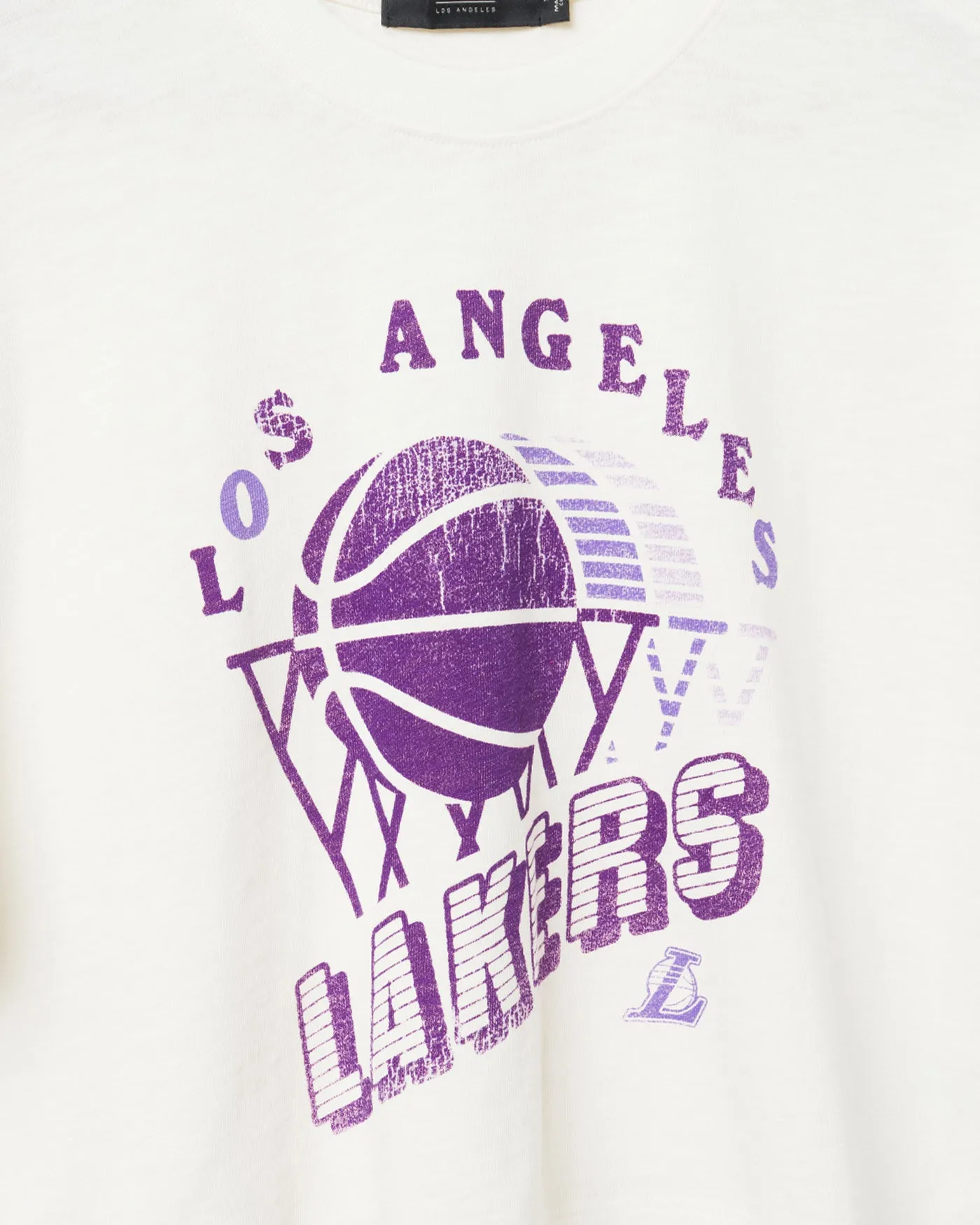 Women's Lakers Short Sleeve Mock Neck Crop Tee sold by Junk Food Clothing product image thumbnail 3