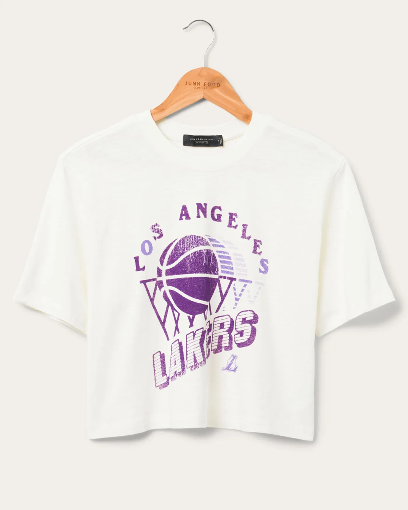 Women's Lakers Short Sleeve Mock Neck Crop Tee sold by Junk Food Clothing