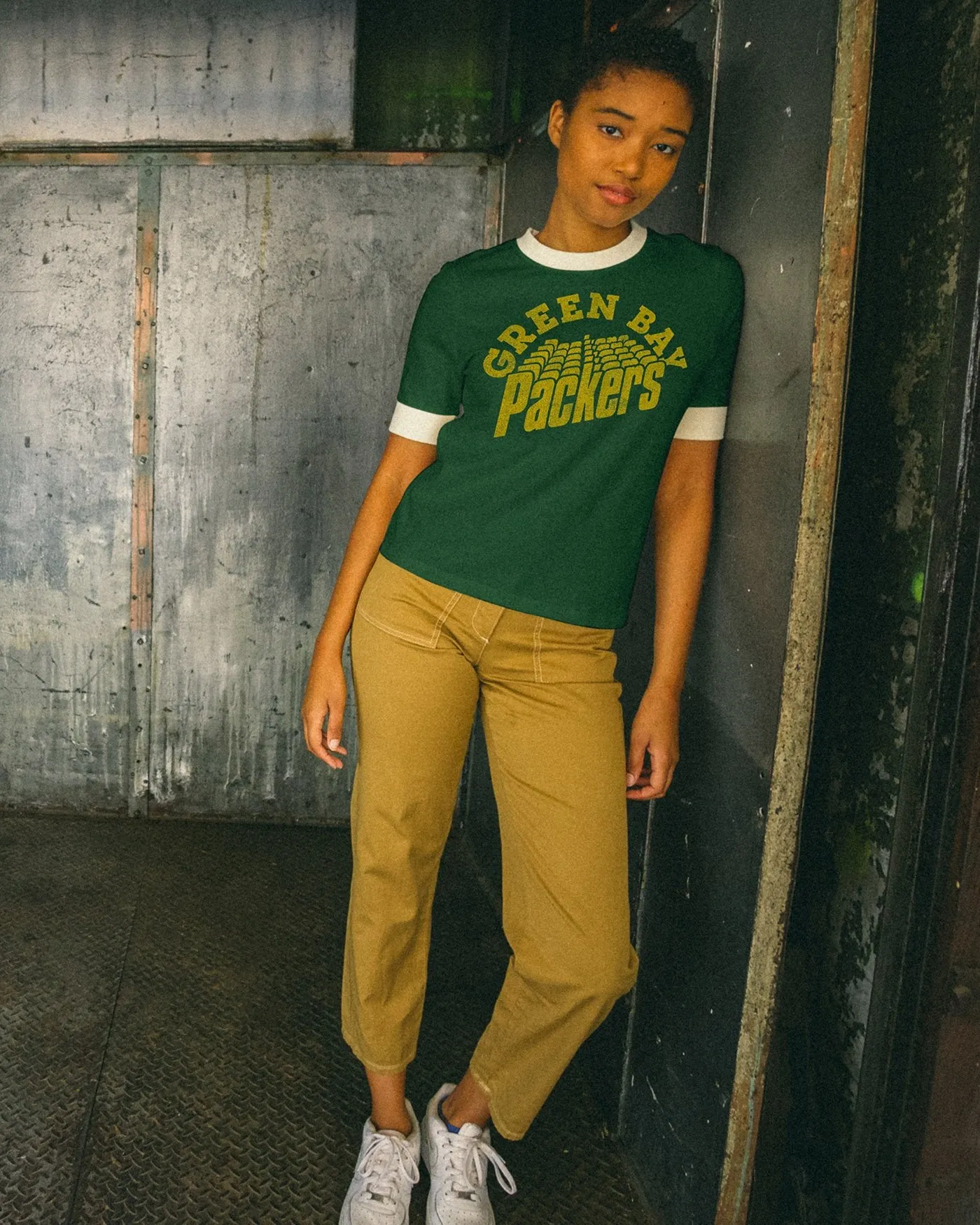 Women's NFL Green Bay Packers Slim Ringer Tee sold by Junk Food Clothing product image thumbnail 2