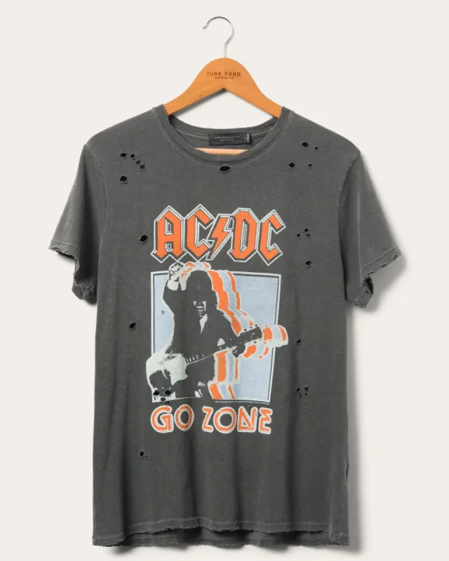 Women's AC/DC Go Zone Vintage Destroy Tee sold by Junk Food Clothing