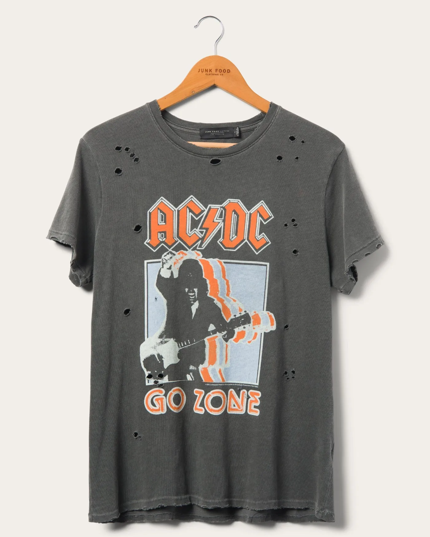 Women's AC/DC Go Zone Vintage Destroy Tee sold by Junk Food Clothing