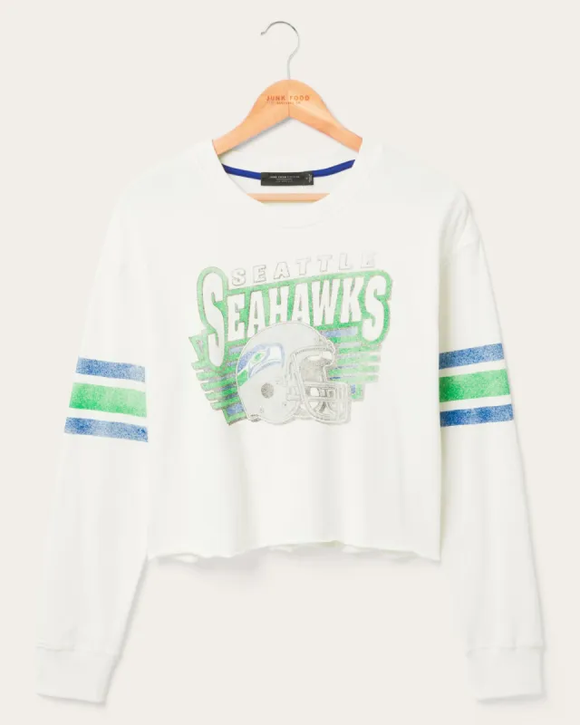 Women's Seattle Seahawks Kickoff Crop Crew Fleece sold by Junk Food Clothing