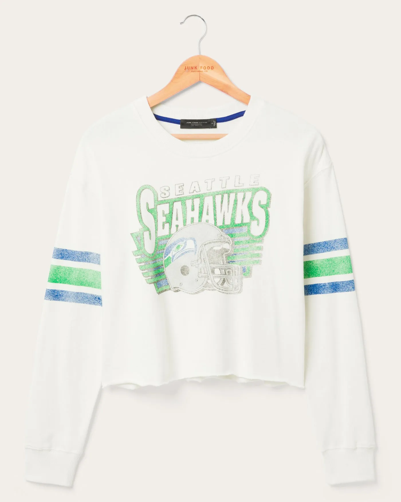 Women's Seattle Seahawks Kickoff Crop Crew Fleece sold by Junk Food Clothing