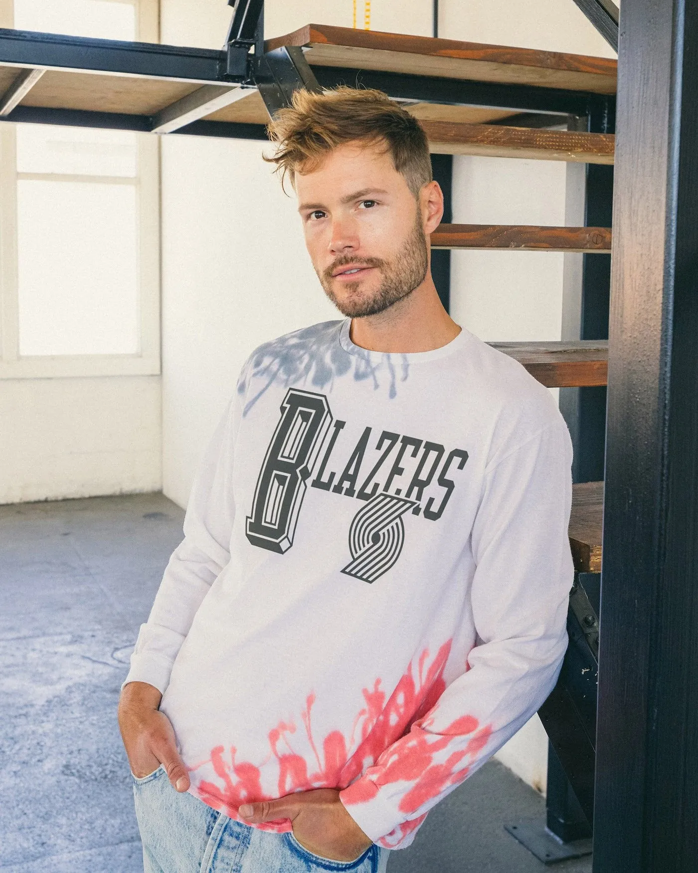 NBA Portland Trail Blazers Tie Dye Flea Market Long Sleeve Tee sold by Junk Food Clothing product image thumbnail 2