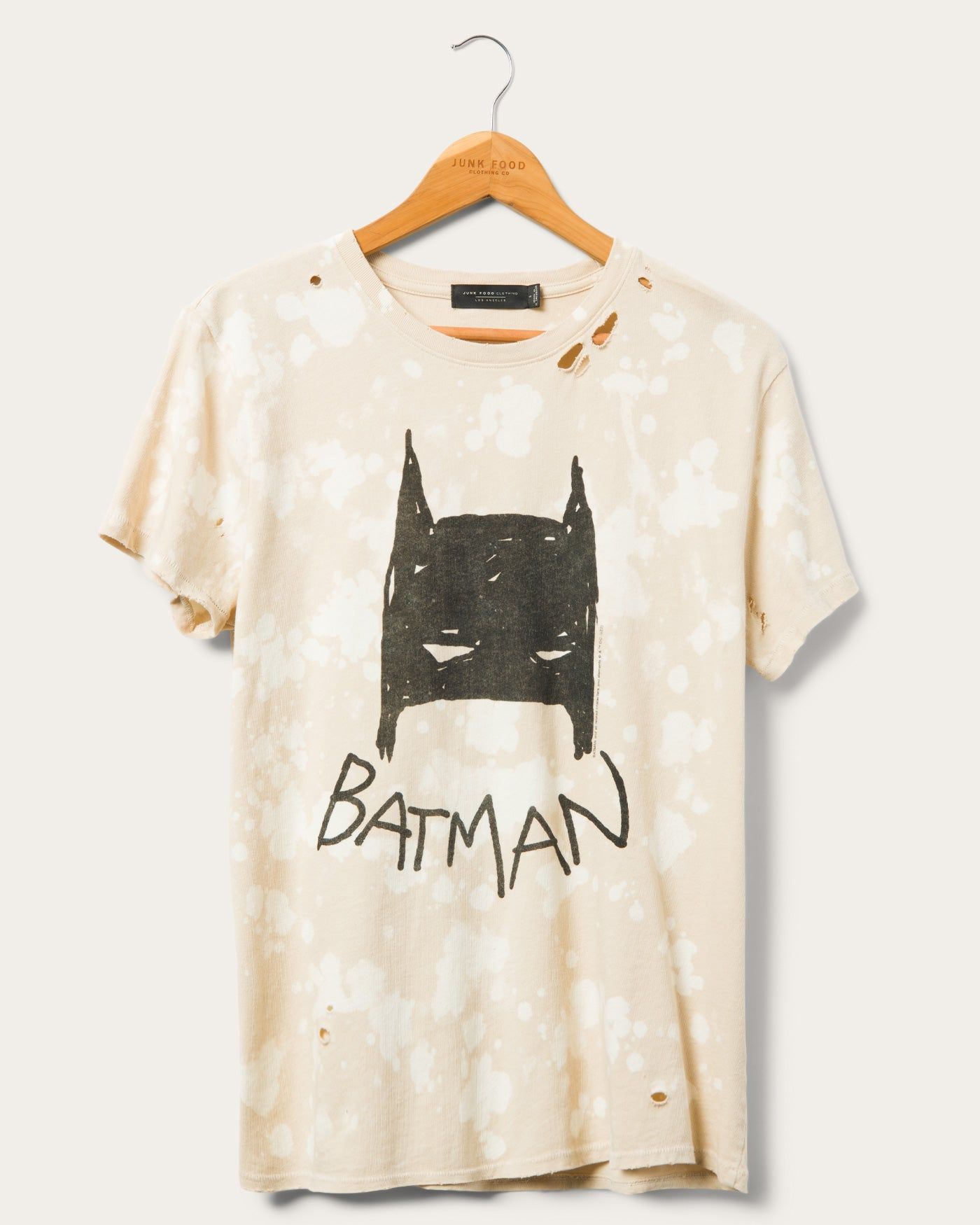 Women's BATMAN™ Bleach Dye Vintage Destroy Tee sold by Junk Food Clothing