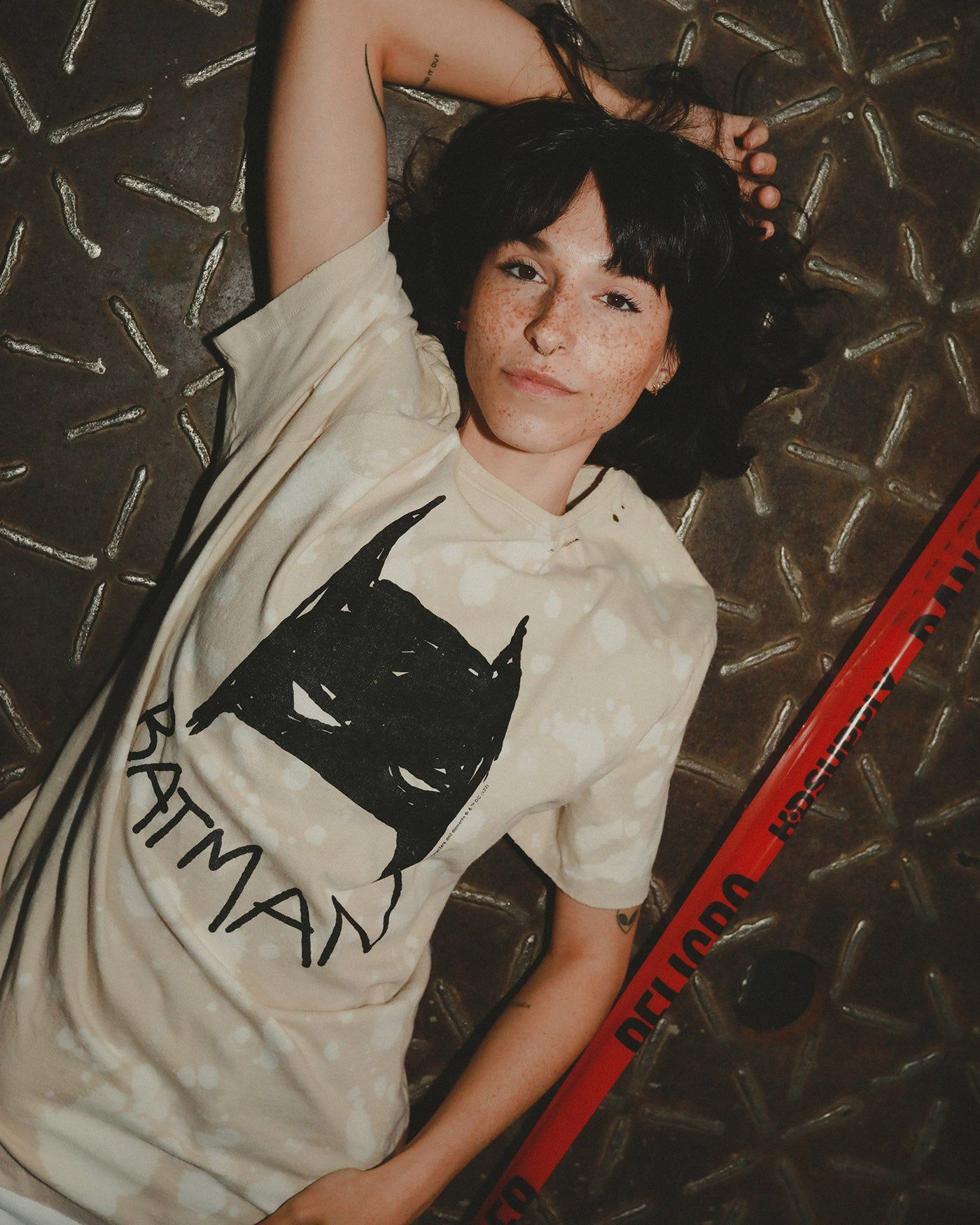 Women's BATMAN™ Bleach Dye Vintage Destroy Tee sold by Junk Food Clothing product image thumbnail 2