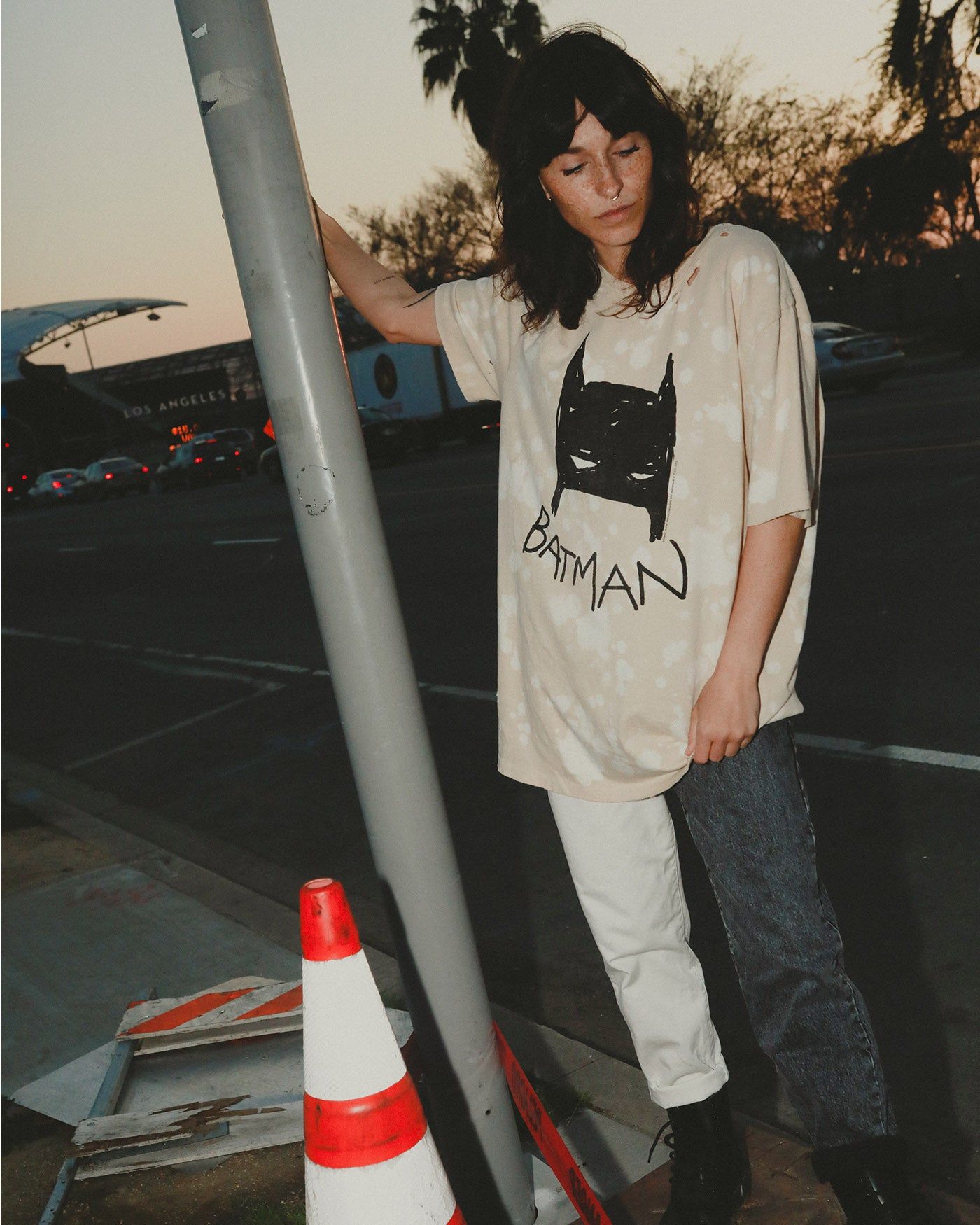 Women's BATMAN™ Bleach Dye Vintage Destroy Tee sold by Junk Food Clothing product image thumbnail 3