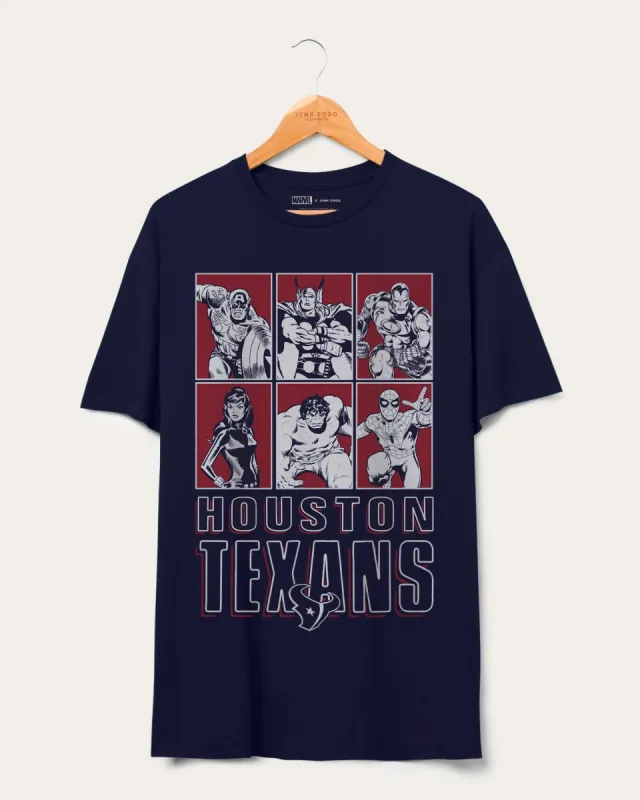 Texans Marvel The Avengers Line Up Tee sold by Junk Food Clothing