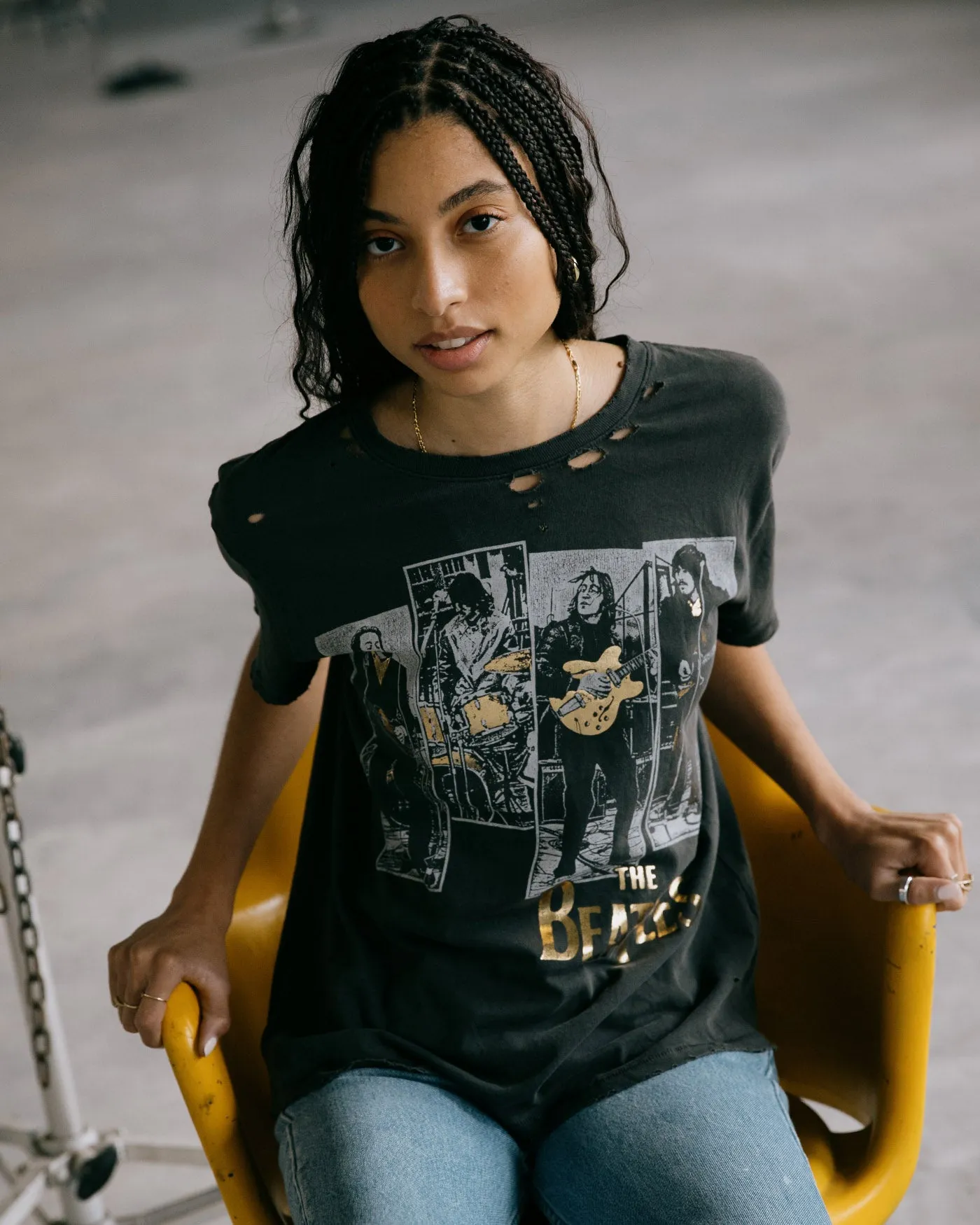 Women's The Beatles Rooftop Vintage Destroy Tee sold by Junk Food Clothing product image thumbnail 2