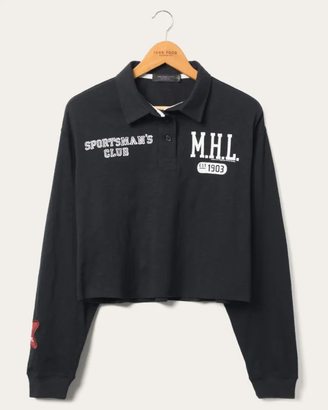 Women's Miller High Life Sportsman's Club Cropped Rugby Long Sleeve Tee sold by Junk Food Clothing