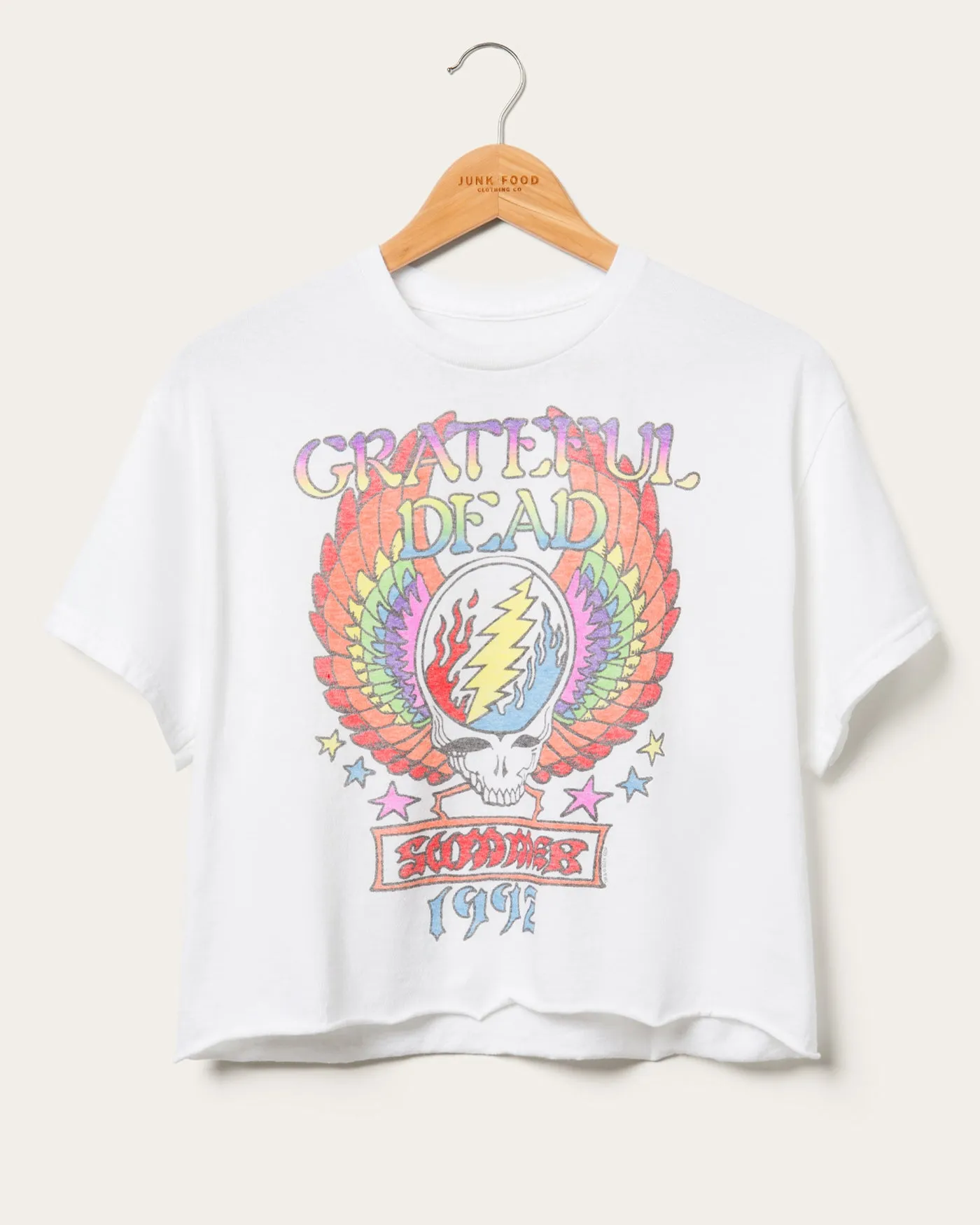 Women's Grateful Dead Winged Skull Flea Market Crop Tee sold by Junk Food Clothing