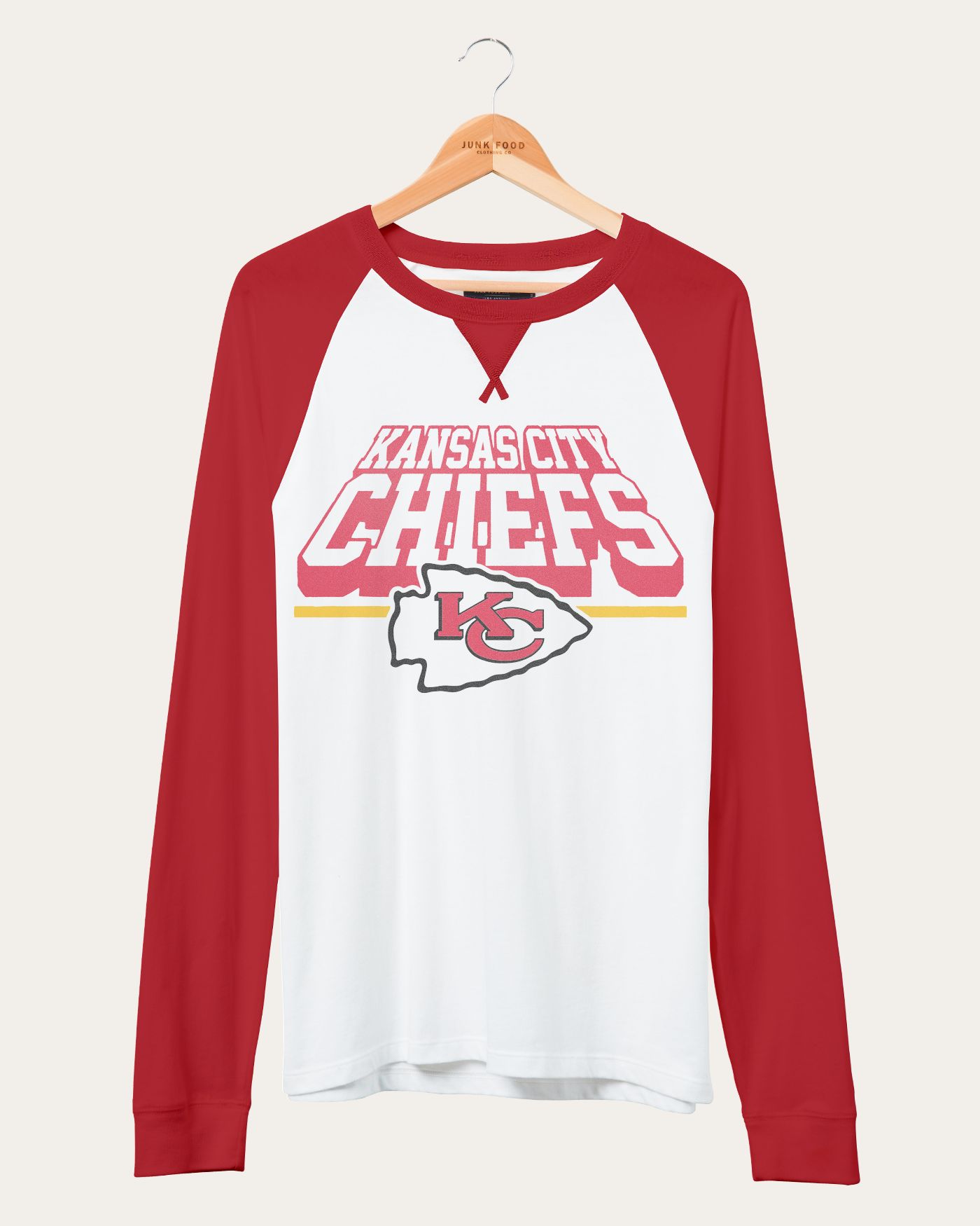 NFL Kansas City Chiefs Colorblock Long Sleeve Raglan sold by Junk Food Clothing