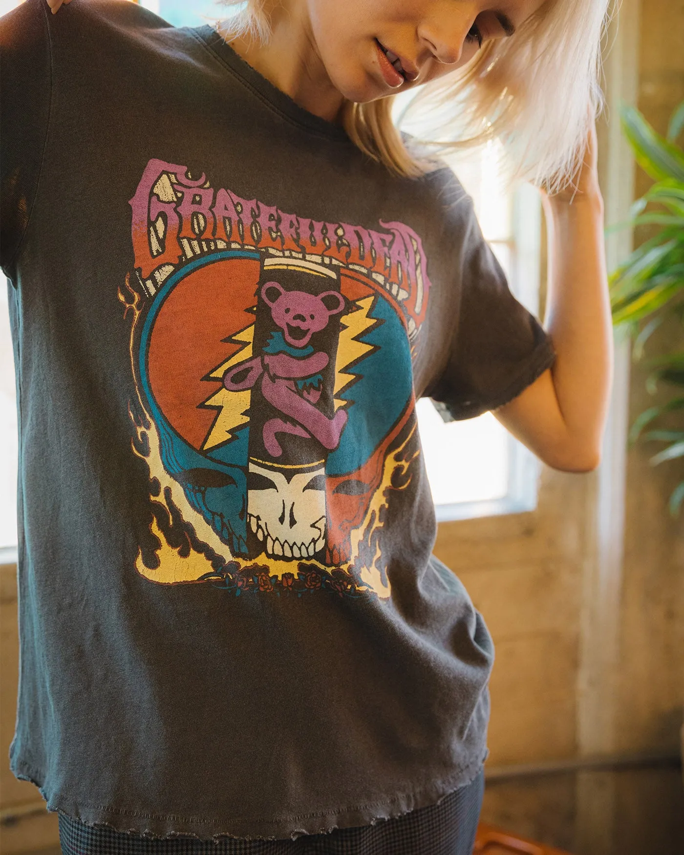 Women's Grateful Dead Dancing Bear and Skull Vintage Tee sold by Junk Food Clothing product image thumbnail 2