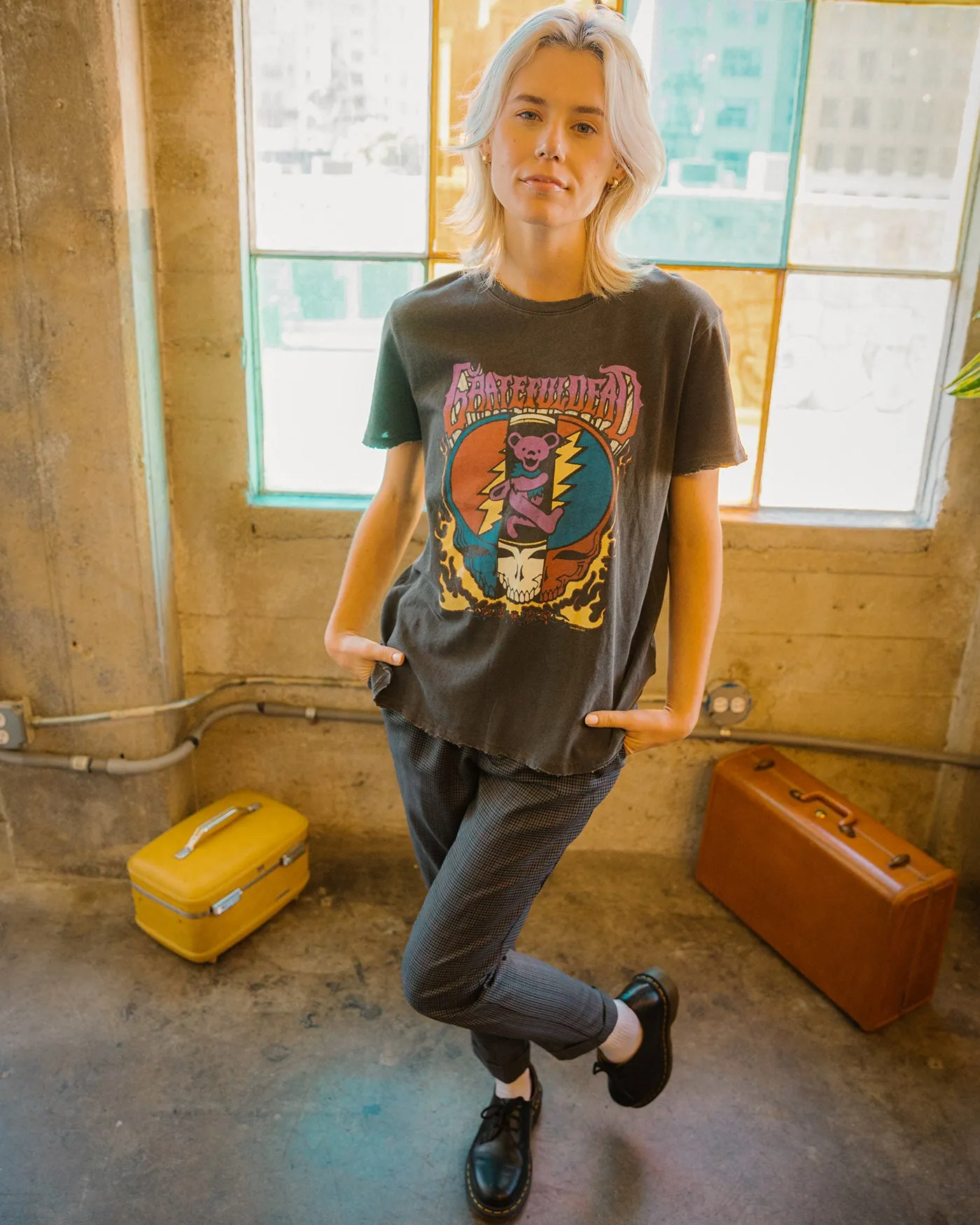 Women's Grateful Dead Dancing Bear and Skull Vintage Tee sold by Junk Food Clothing product image thumbnail 3