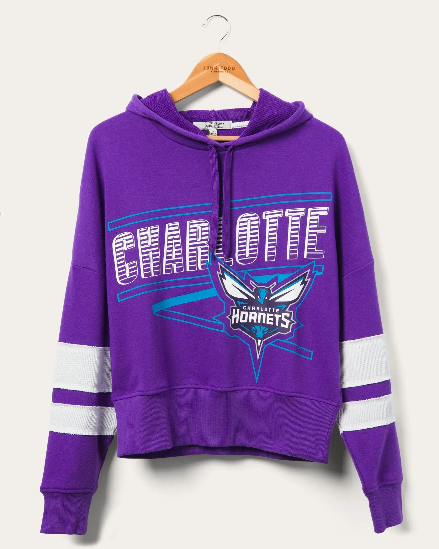 Women's Hornets Overtime Striped Fleeve Hoodie sold by Junk Food Clothing