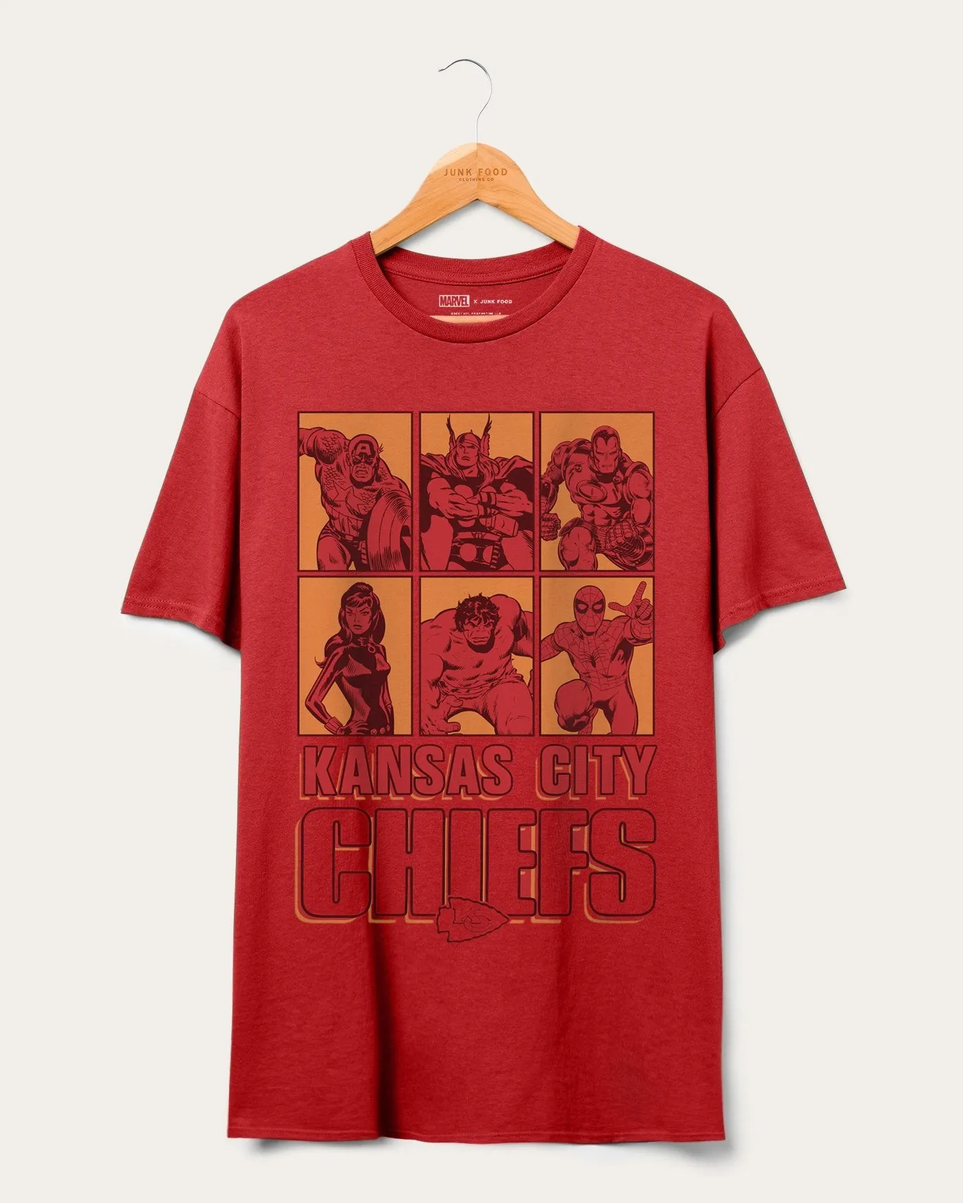 Chiefs Marvel The Avengers Line Up Tee sold by Junk Food Clothing