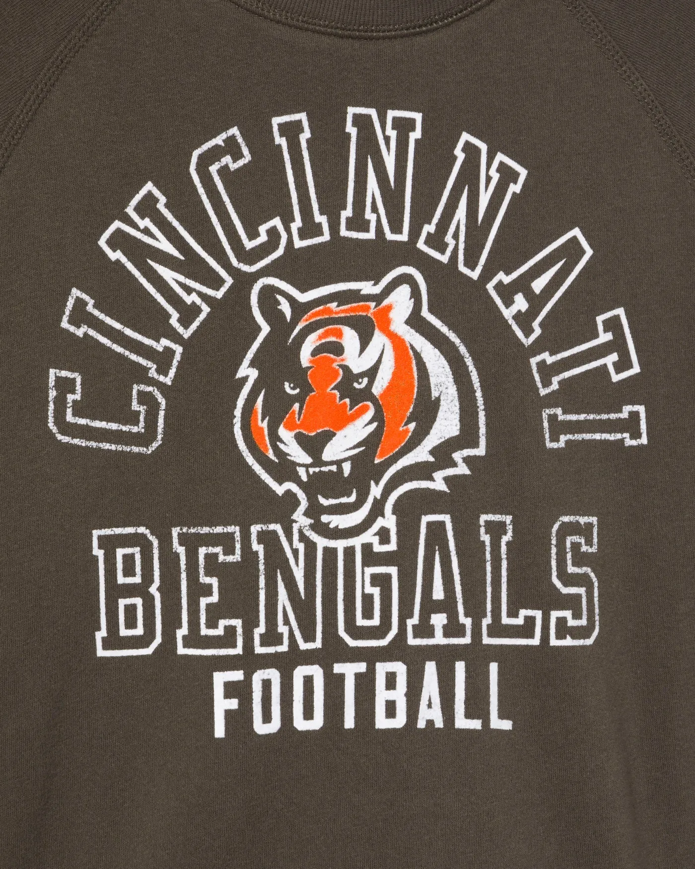 Women's Cincinnati Bengals Flocked Raglan Crew Fleece sold by Junk Food Clothing product image thumbnail 3