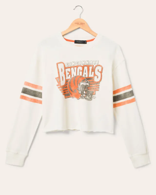 Women's Cincinnati Bengals Kickoff Crop Crew Fleece sold by Junk Food Clothing