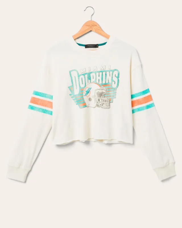 Women's Miami Dolphins Kickoff Crop Crew Fleece sold by Junk Food Clothing