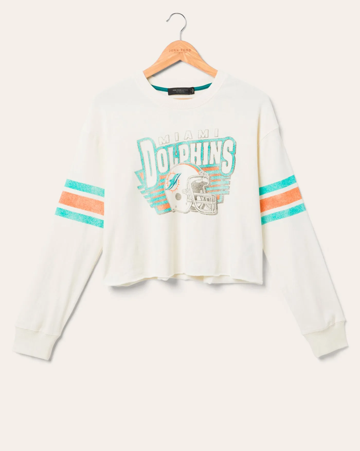 Women's Miami Dolphins Kickoff Crop Crew Fleece sold by Junk Food Clothing
