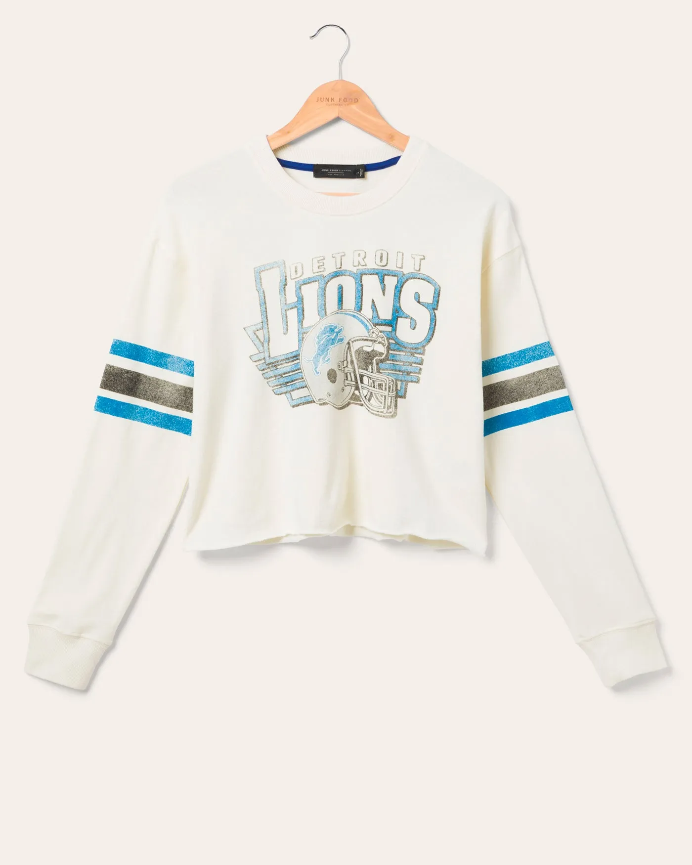 Women's Detroit Lions Kickoff Crop Crew Fleece sold by Junk Food Clothing