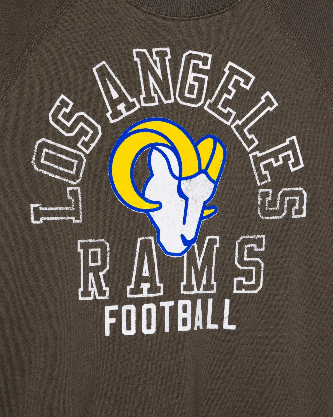 Women's Los Angeles Rams Flocked Raglan Crew Fleece sold by Junk Food Clothing product image thumbnail 3