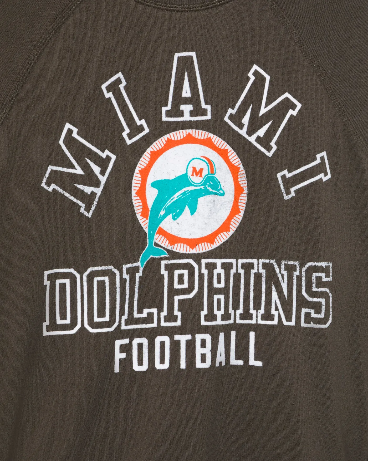 Women's Miami Dolphins Flocked Raglan Crew Fleece sold by Junk Food Clothing product image thumbnail 3