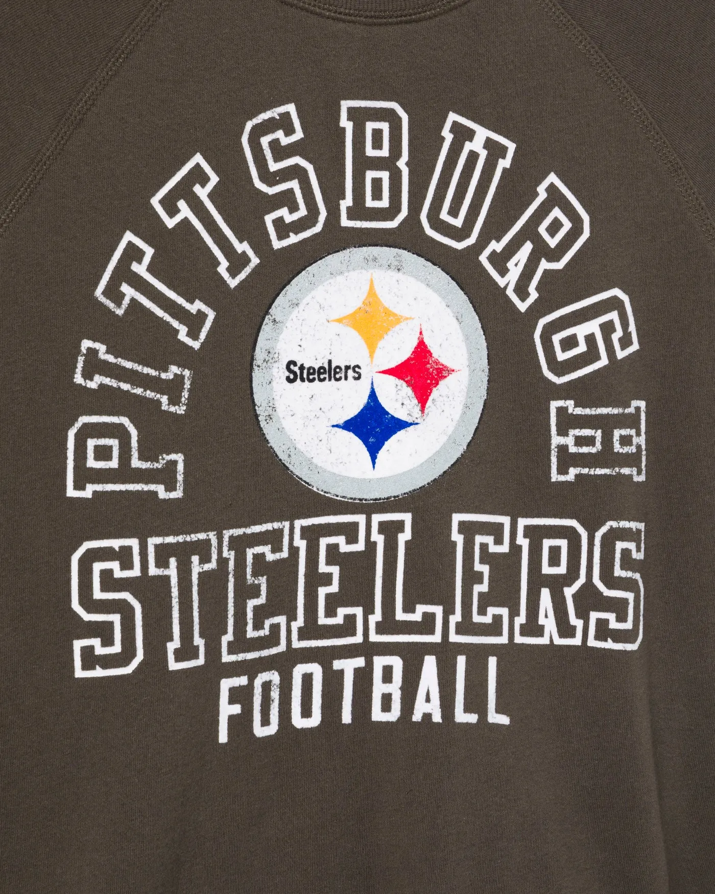 Women's Pittsburgh Steelers Flocked Raglan Crew Fleece sold by Junk Food Clothing product image thumbnail 3