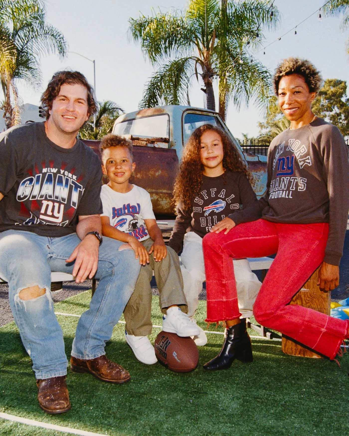 Women's New York Giants Flocked Raglan Crew Fleece sold by Junk Food Clothing product image thumbnail 2