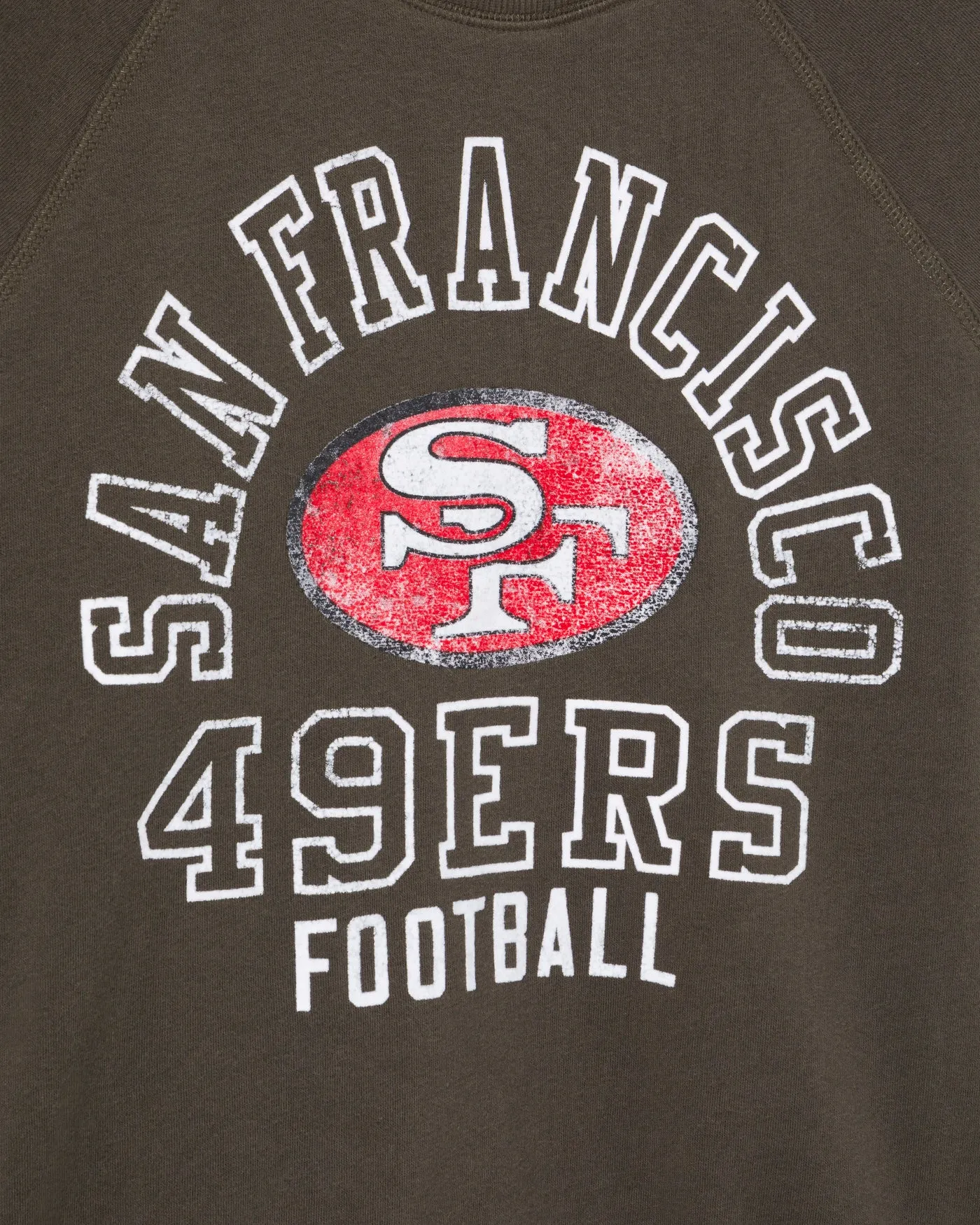 Women's San Francisco 49ers Flocked Raglan Crew Fleece sold by Junk Food Clothing product image thumbnail 3