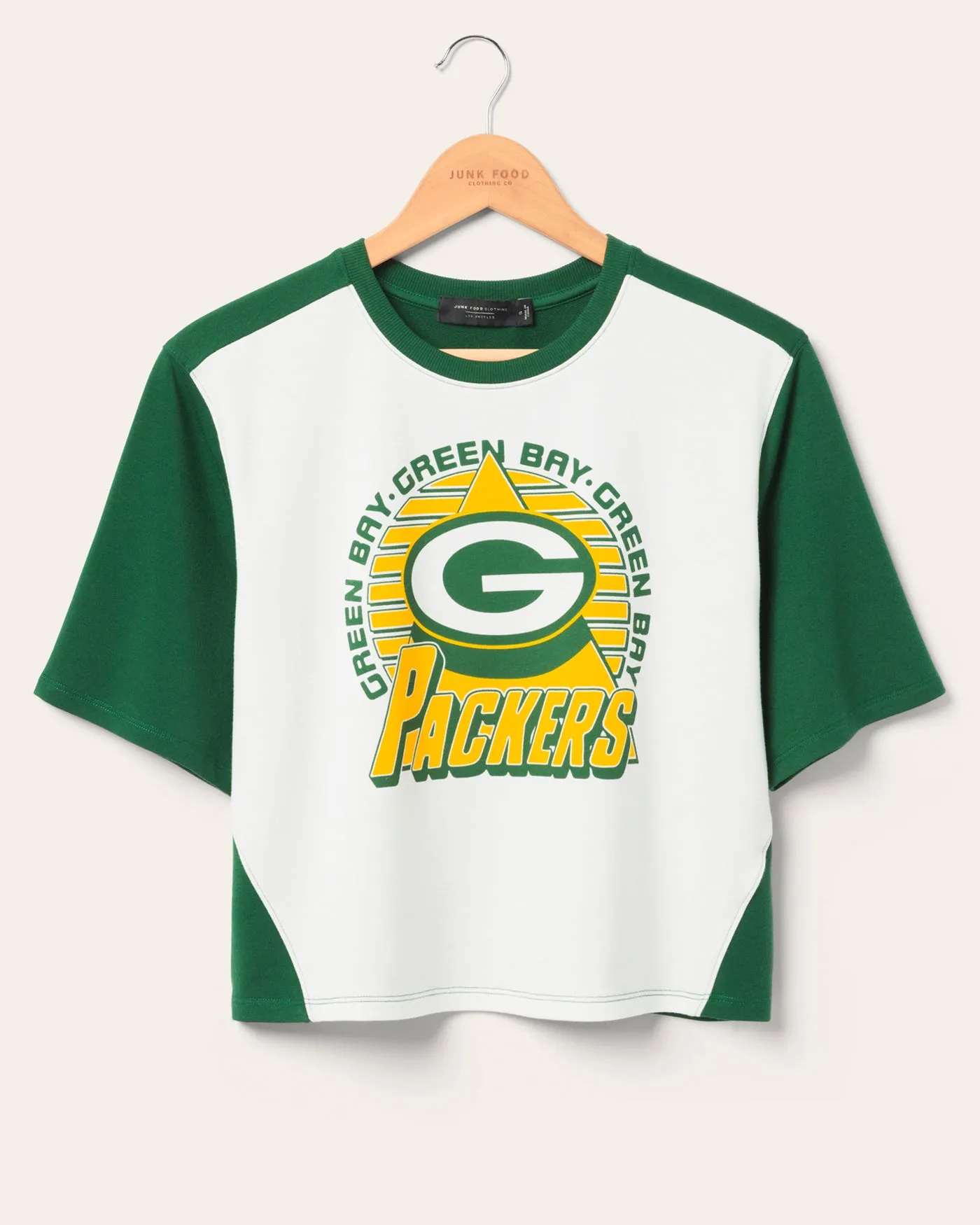 Women's Green Bay Packers Color Block Crop Tee sold by Junk Food Clothing