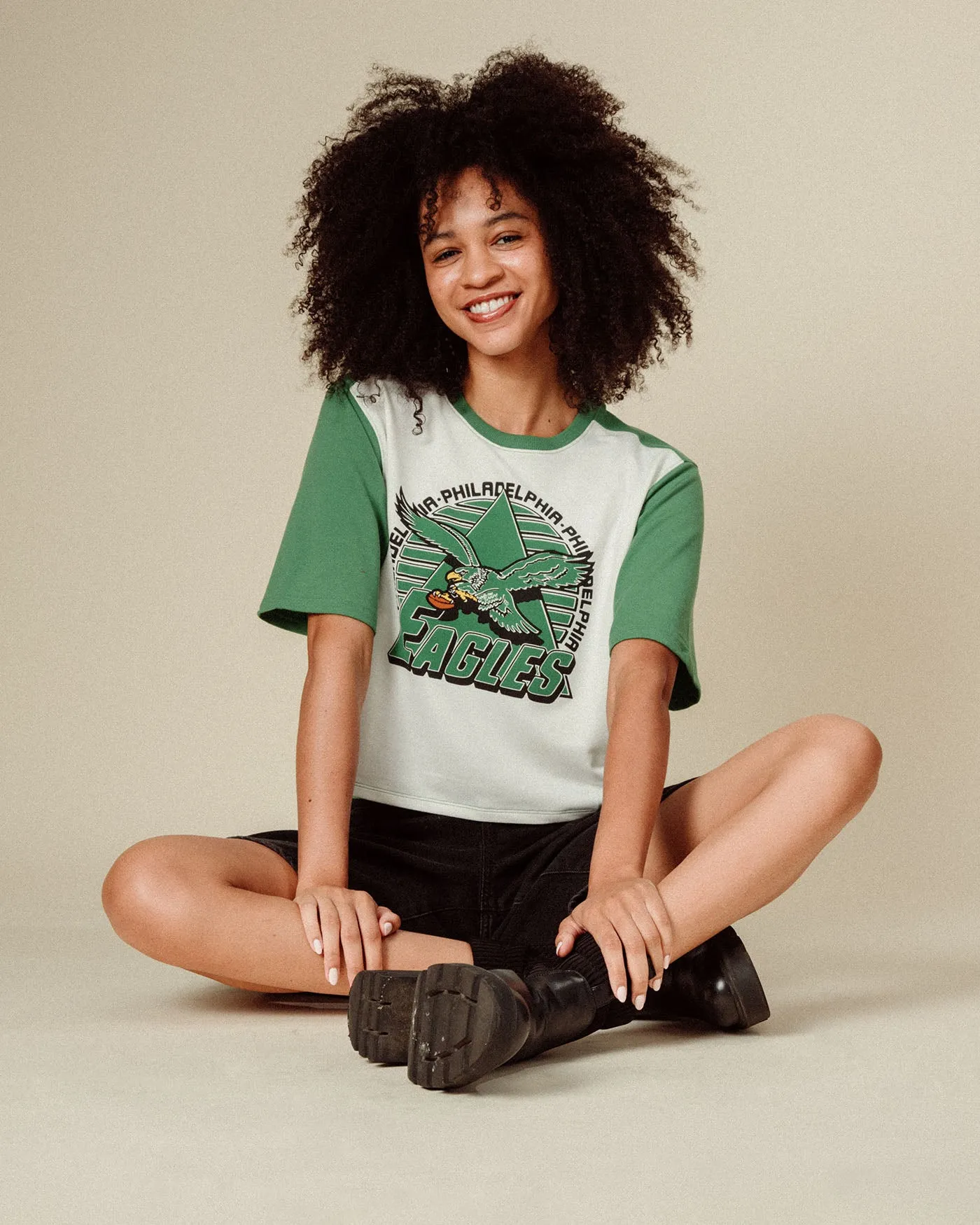 Women's Philadelphia Eagles Color Block Crop Tee sold by Junk Food Clothing product image thumbnail 3