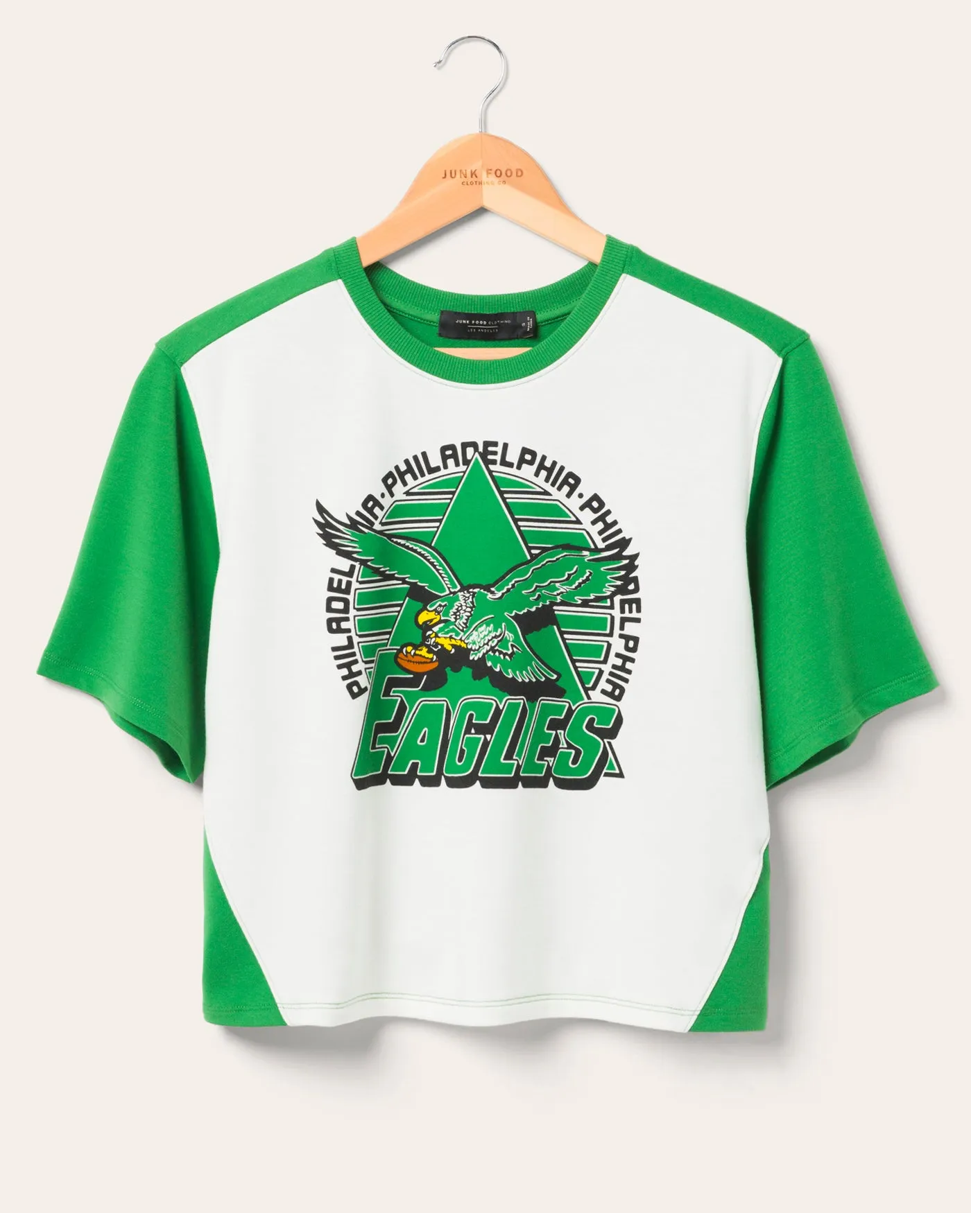 Women's Philadelphia Eagles Color Block Crop Tee sold by Junk Food Clothing