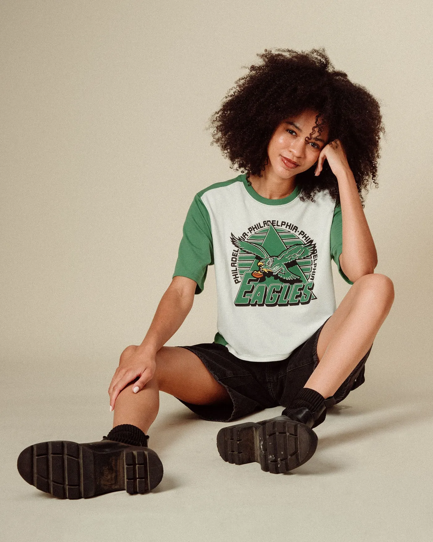 Women's Philadelphia Eagles Color Block Crop Tee sold by Junk Food Clothing product image thumbnail 2