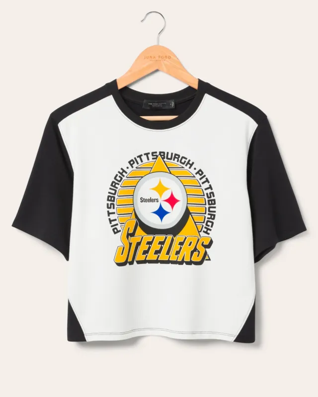 Women's Pittsburgh Steelers Color Block Crop Tee sold by Junk Food Clothing