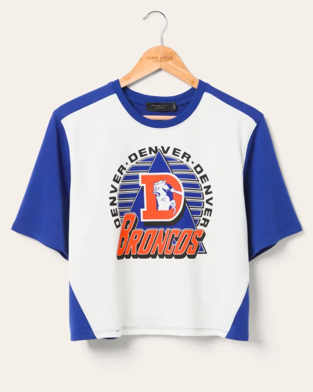 Women's Denver Broncos Color Block Crop Tee sold by Junk Food Clothing