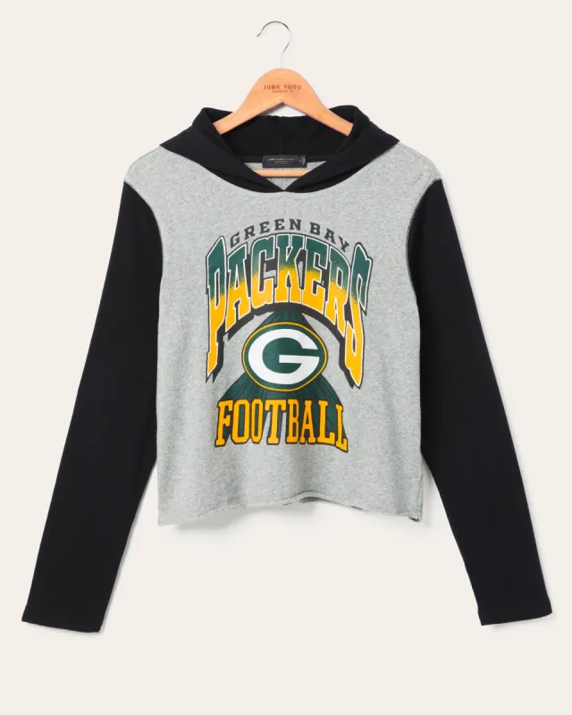 Women's Green Bay Packers Block Crop Hoodie sold by Junk Food Clothing