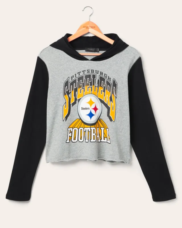 Women's Pittsburgh Steelers Block Crop Hoodie sold by Junk Food Clothing